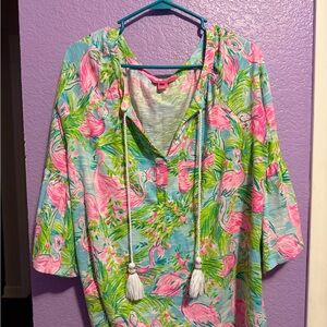 Lilly Pulitzer Pink and Green Flamingo Tunic